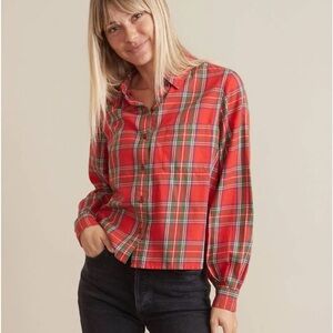 Marine Layer Zoe Red Plaid Button Down Classic Flannel